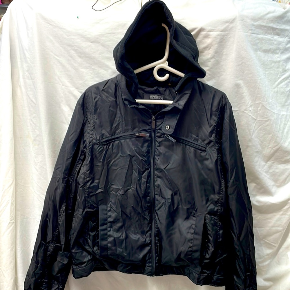 Kenneth Cole reactions hooded-lined 6 pocket jacket sz L 2/18/4